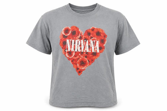 Zara Girls Grey Nirvana Floral Studded Graphic T-Shirt 13-14 Years