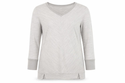 H by Halston Women Grey UK S V-Neck Long Sleeve Tunic Top