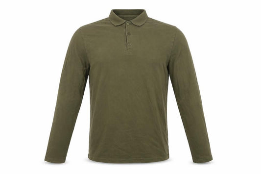 ASOS Men’s Green M Long Sleeve Cotton Polo Shirt Collared Casual