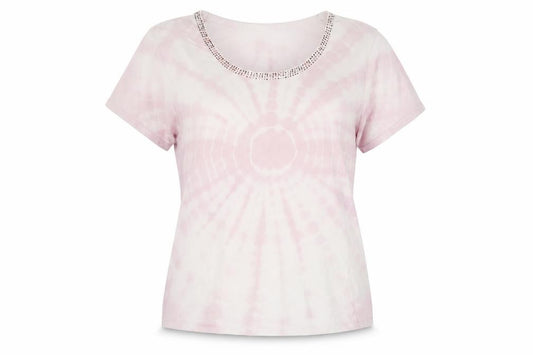 Wallis Women Pink Tie Dye Rhinestone Jersey T-Shirt UK 20
