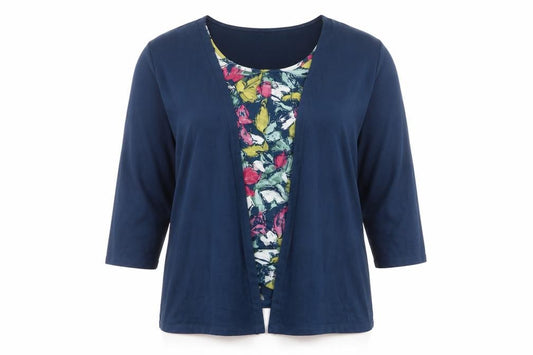 Honor Millburn Women’s Blue Floral 2-in-1 Kimono Blouse Size 20