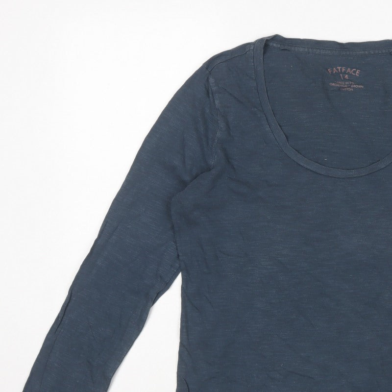 FatFace Women's Blue Size 14 Basic Long Sleeve Cotton T-Shirt