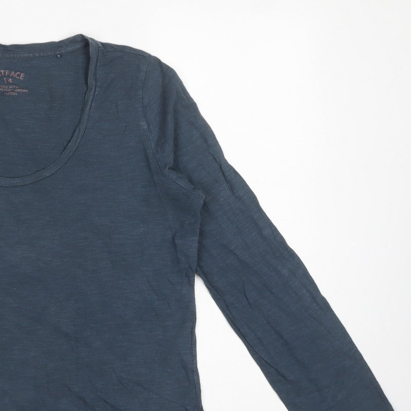 FatFace Women's Blue Size 14 Basic Long Sleeve Cotton T-Shirt