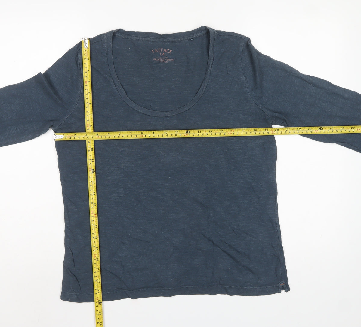 FatFace Women's Blue Size 14 Basic Long Sleeve Cotton T-Shirt