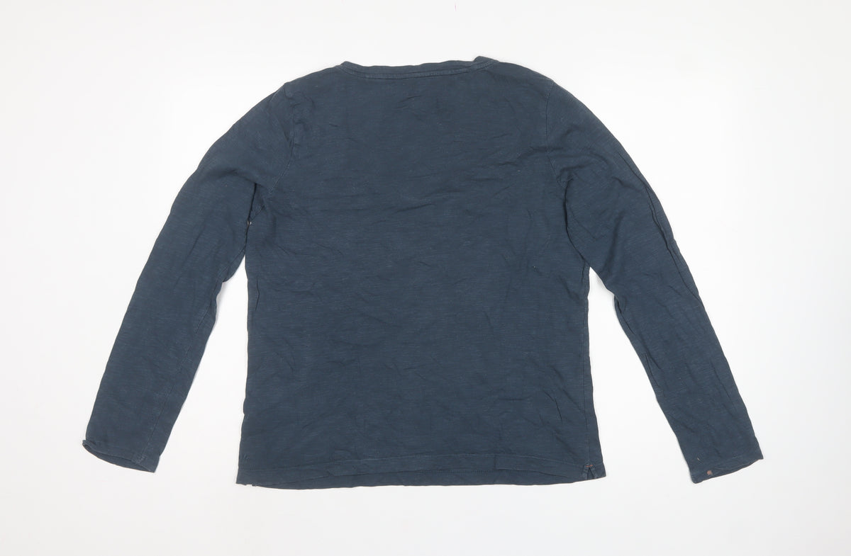 FatFace Women's Blue Size 14 Basic Long Sleeve Cotton T-Shirt