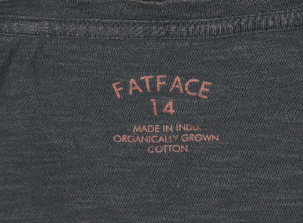 FatFace Women's Blue Size 14 Basic Long Sleeve Cotton T-Shirt