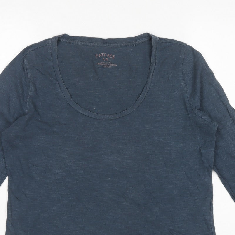 FatFace Women's Blue Size 14 Basic Long Sleeve Cotton T-Shirt