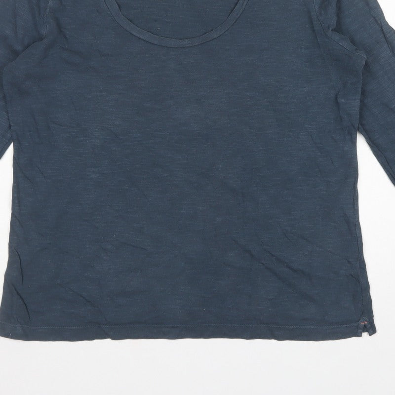 FatFace Women's Blue Size 14 Basic Long Sleeve Cotton T-Shirt
