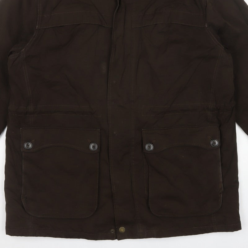 Marks and Spencer Men’s Brown Large Parka Coat Cotton Blend Lined