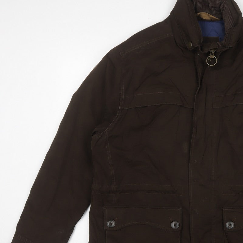 Marks and Spencer Men’s Brown Large Parka Coat Cotton Blend Lined