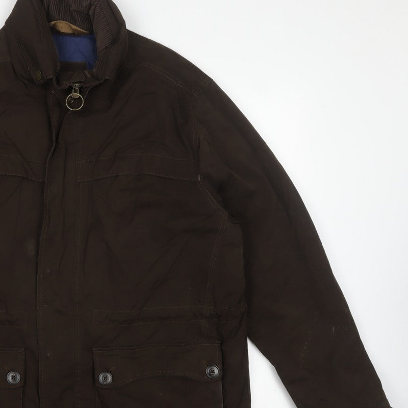 Marks and Spencer Men’s Brown Large Parka Coat Cotton Blend Lined