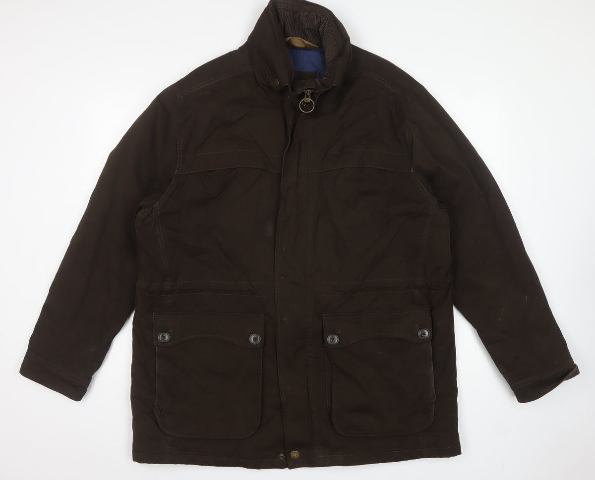 Marks and Spencer Men’s Brown Large Parka Coat Cotton Blend Lined
