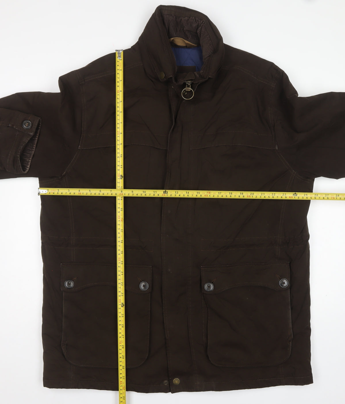 Marks and Spencer Men’s Brown Large Parka Coat Cotton Blend Lined