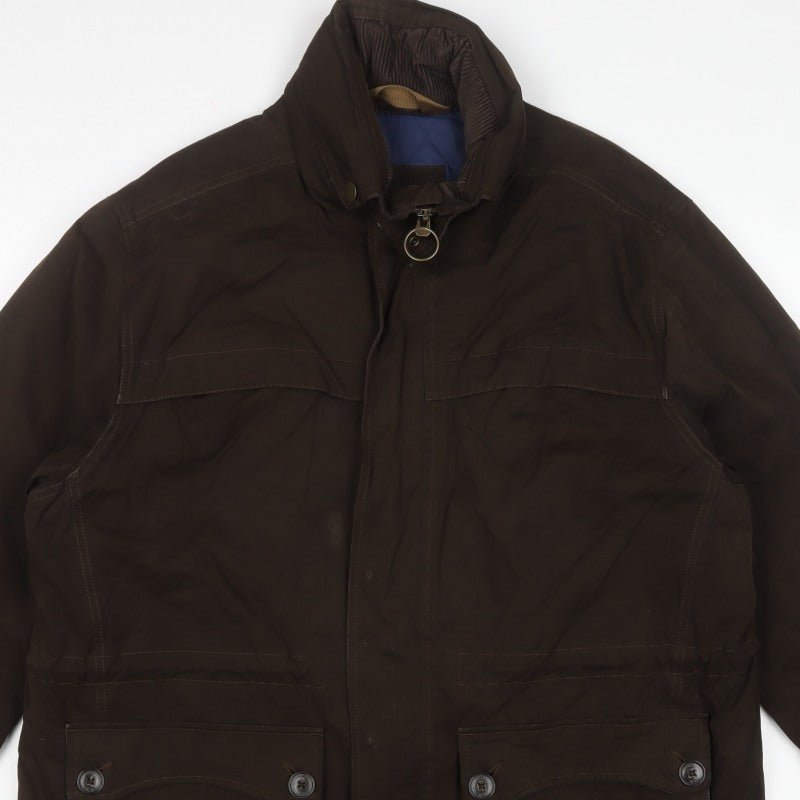 Marks and Spencer Men’s Brown Large Parka Coat Cotton Blend Lined
