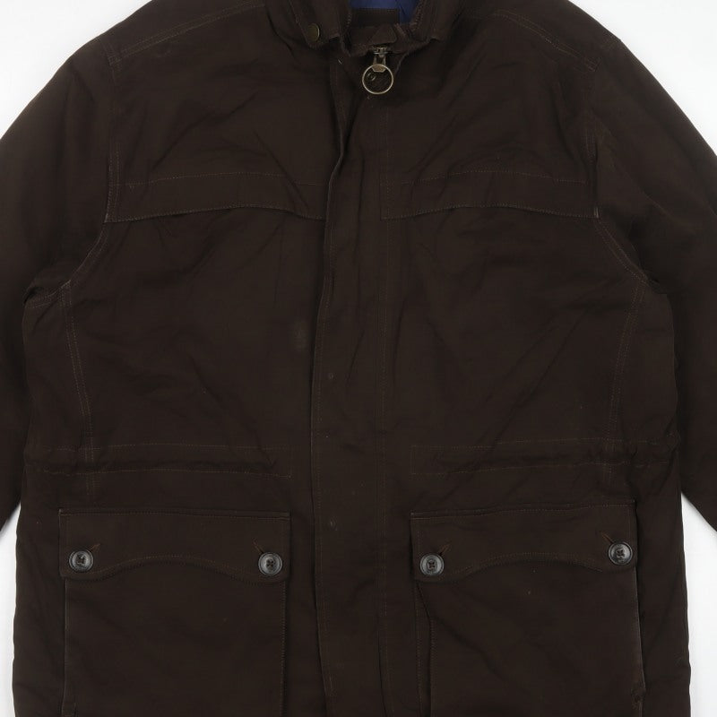 Marks and Spencer Men’s Brown Large Parka Coat Cotton Blend Lined