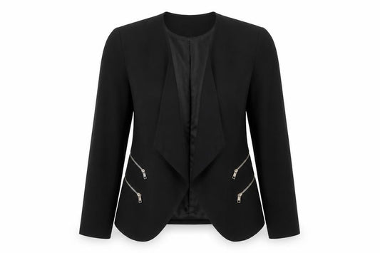 Zara Woman Black L Zip Detail Lined Blazer Jacket