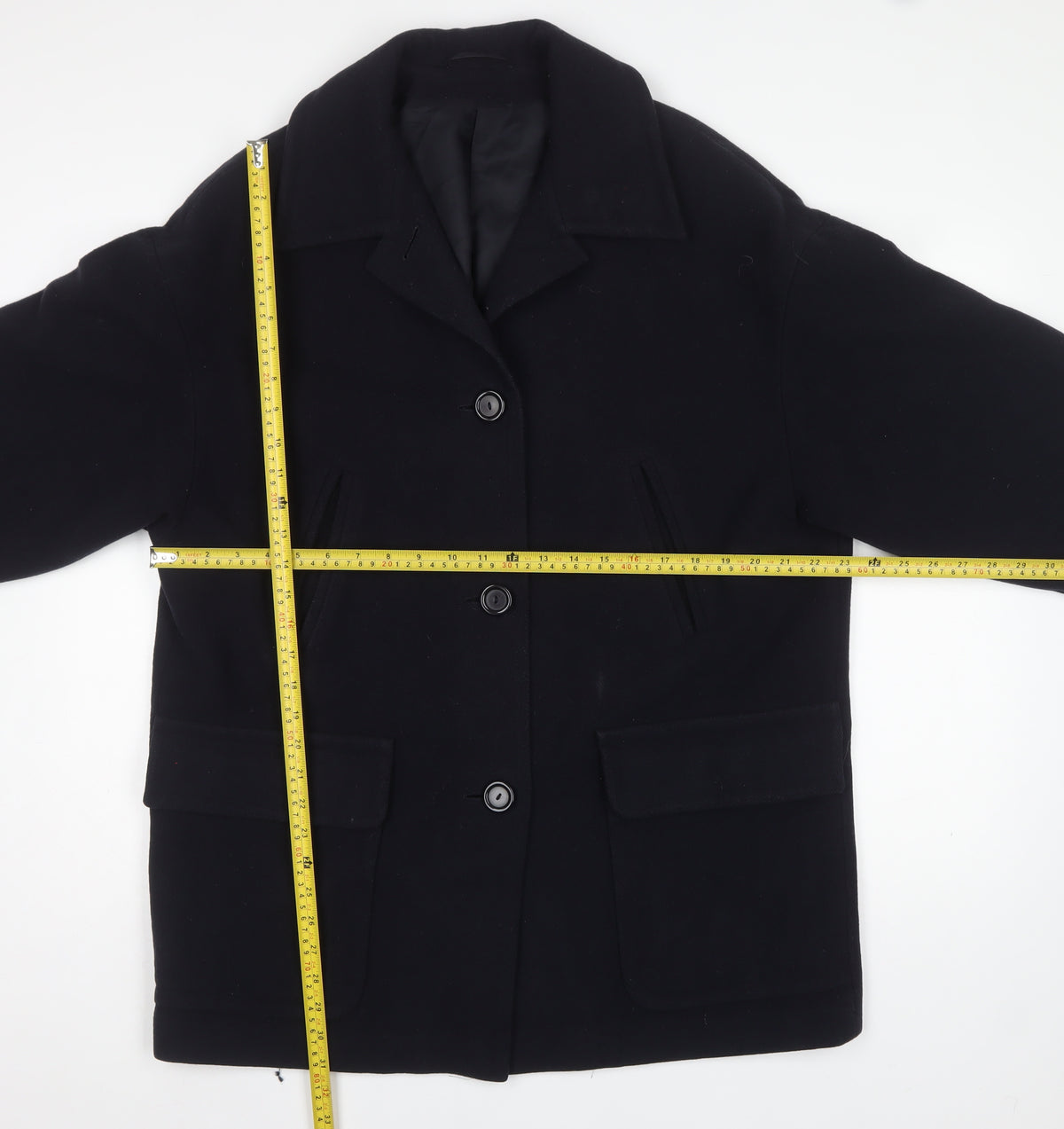 St Michael Women’s Navy UK 12 Pure Wool Overcoat Lined Classic