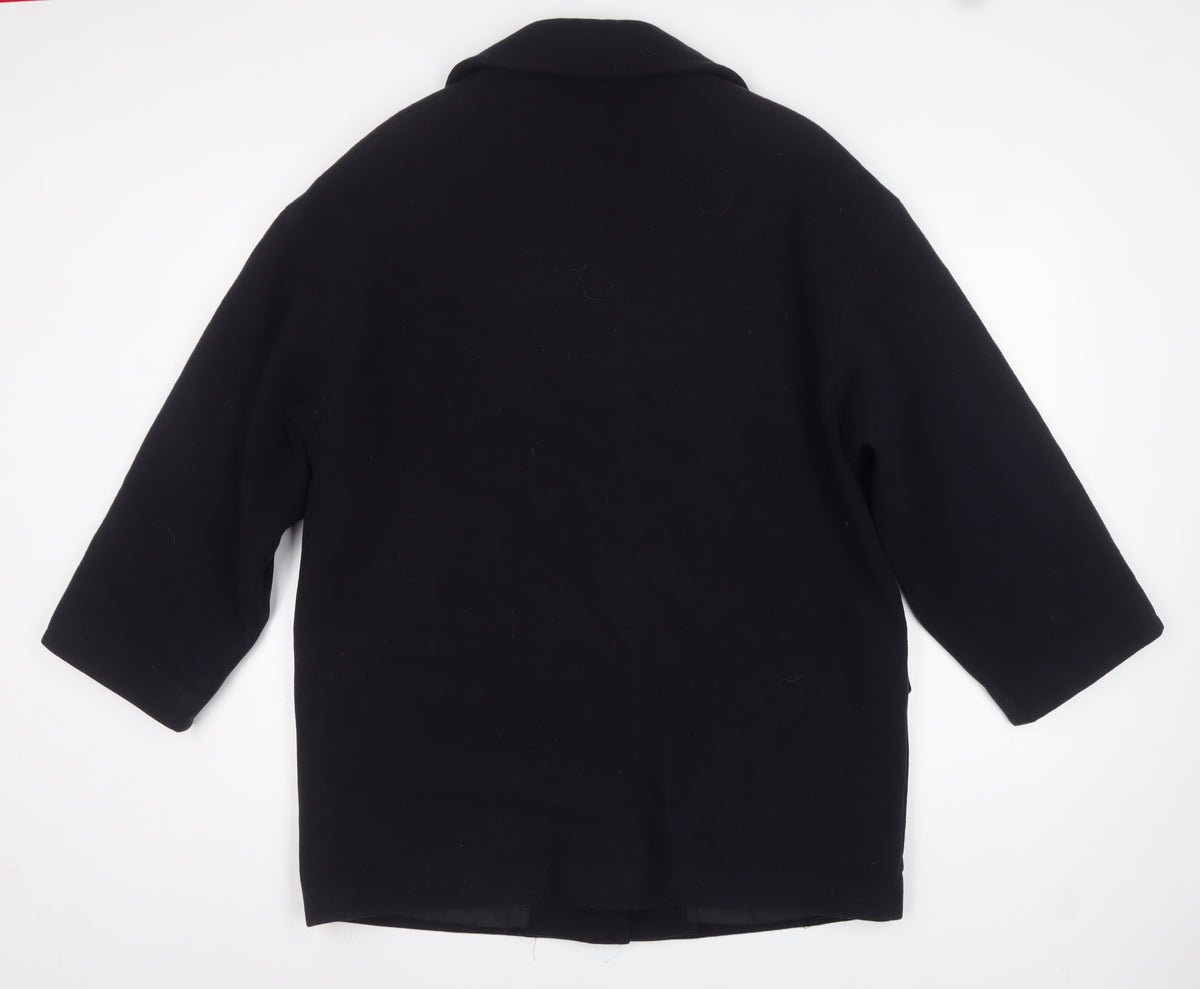 St Michael Women’s Navy UK 12 Pure Wool Overcoat Lined Classic