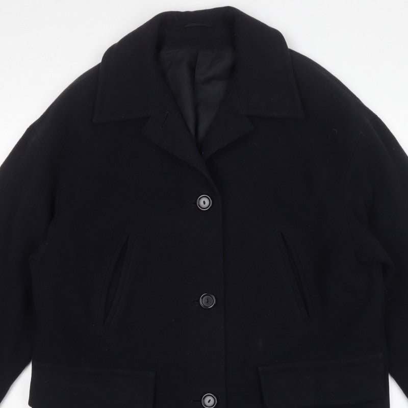 St Michael Women’s Navy UK 12 Pure Wool Overcoat Lined Classic