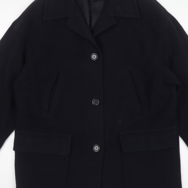 St Michael Women’s Navy UK 12 Pure Wool Overcoat Lined Classic