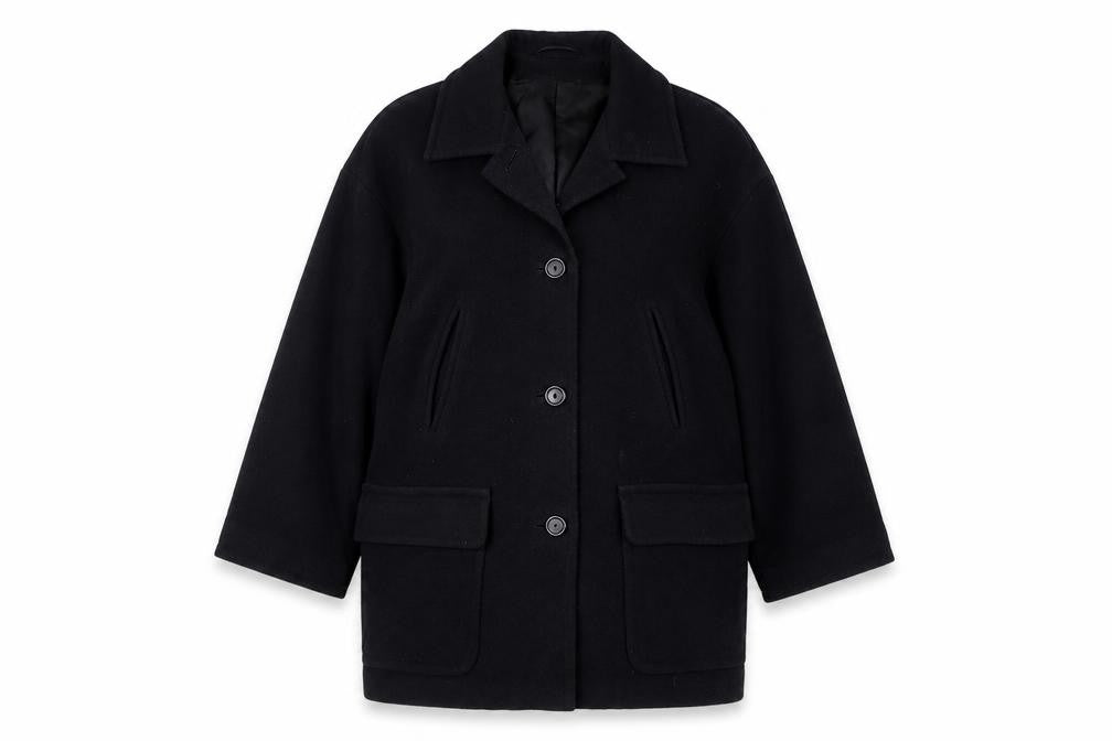 St Michael Women’s Navy UK 12 Pure Wool Overcoat Lined Classic