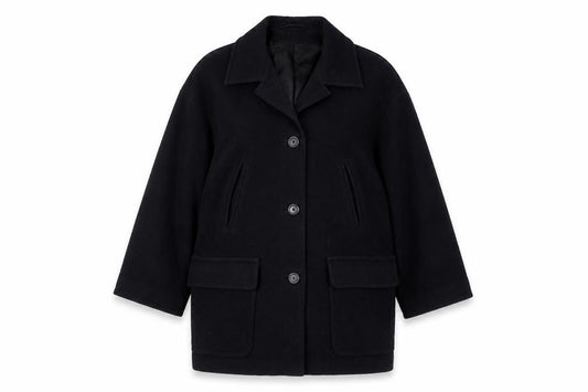 St Michael Women’s Navy UK 12 Pure Wool Overcoat Lined Classic