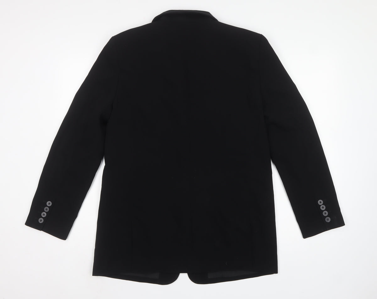 Glassons Women Black UK 8 Long 2 Button Notch Lapel Blazer Jacket