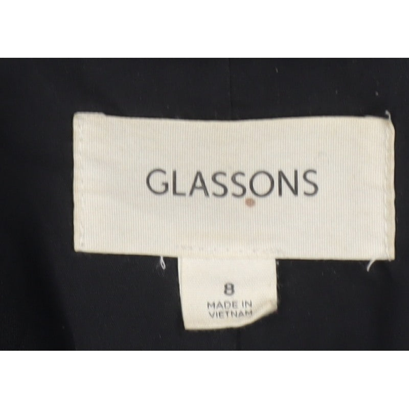 Glassons Women Black UK 8 Long 2 Button Notch Lapel Blazer Jacket