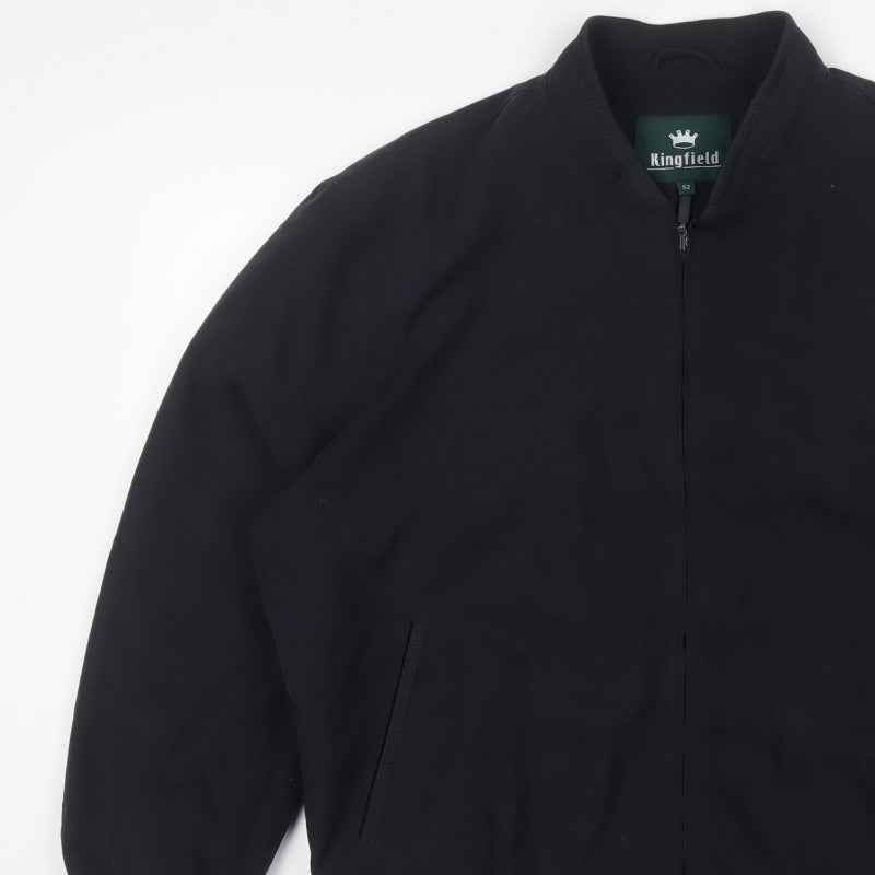 Kingfield Men's Black Size 42 Bomber Jacket Full Zip Pockets