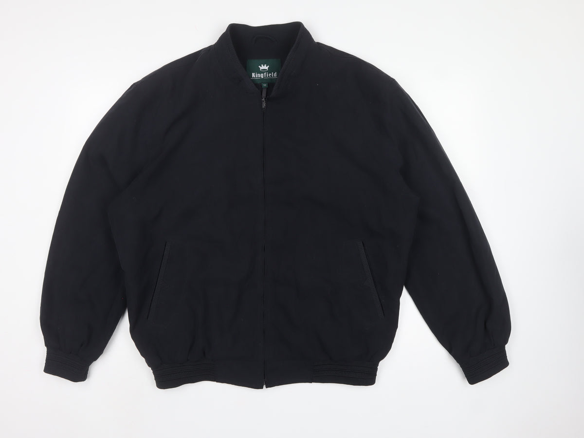 Kingfield Men's Black Size 42 Bomber Jacket Full Zip Pockets