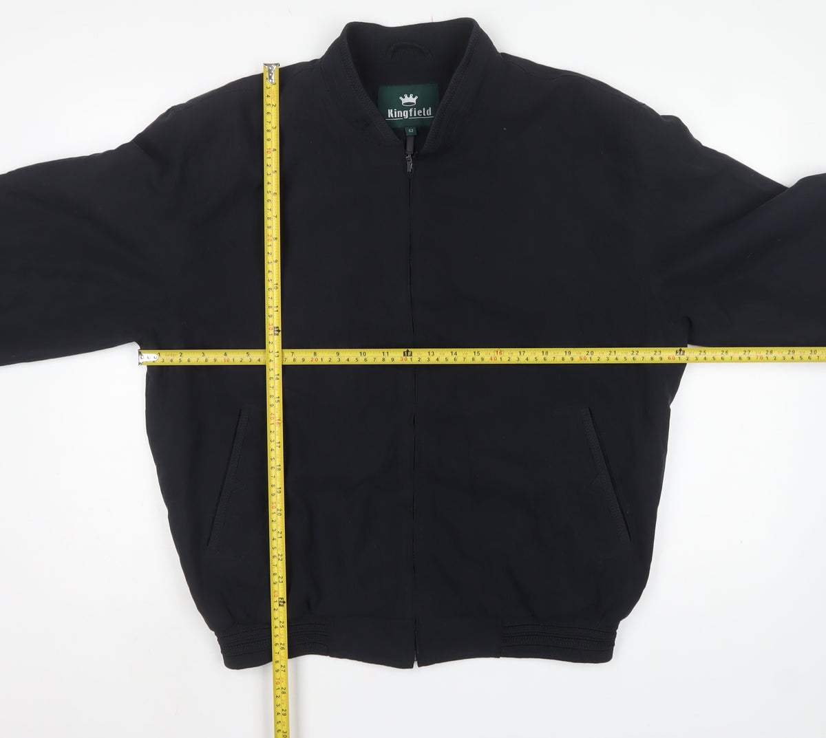 Kingfield Men's Black Size 42 Bomber Jacket Full Zip Pockets