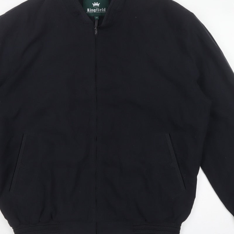 Kingfield Men's Black Size 42 Bomber Jacket Full Zip Pockets