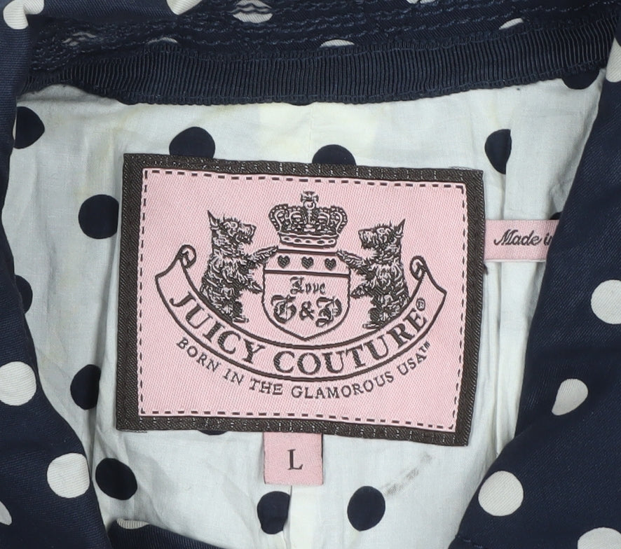 Juicy Couture Women’s Blue Polka Dot Pea Jacket Size L
