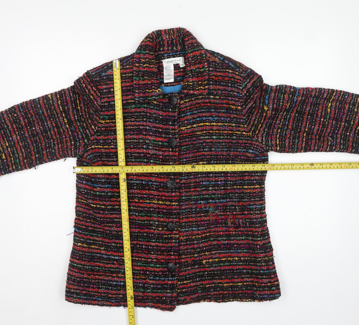 Coldwater Creek Women Multicoloured UK 12 Tweed Button Jacket