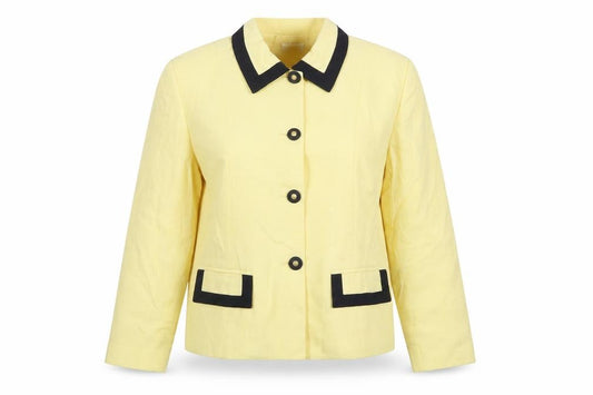 Cleo Petites Women Yellow Black Trim Blazer Jacket UK 8 Petite Vintage