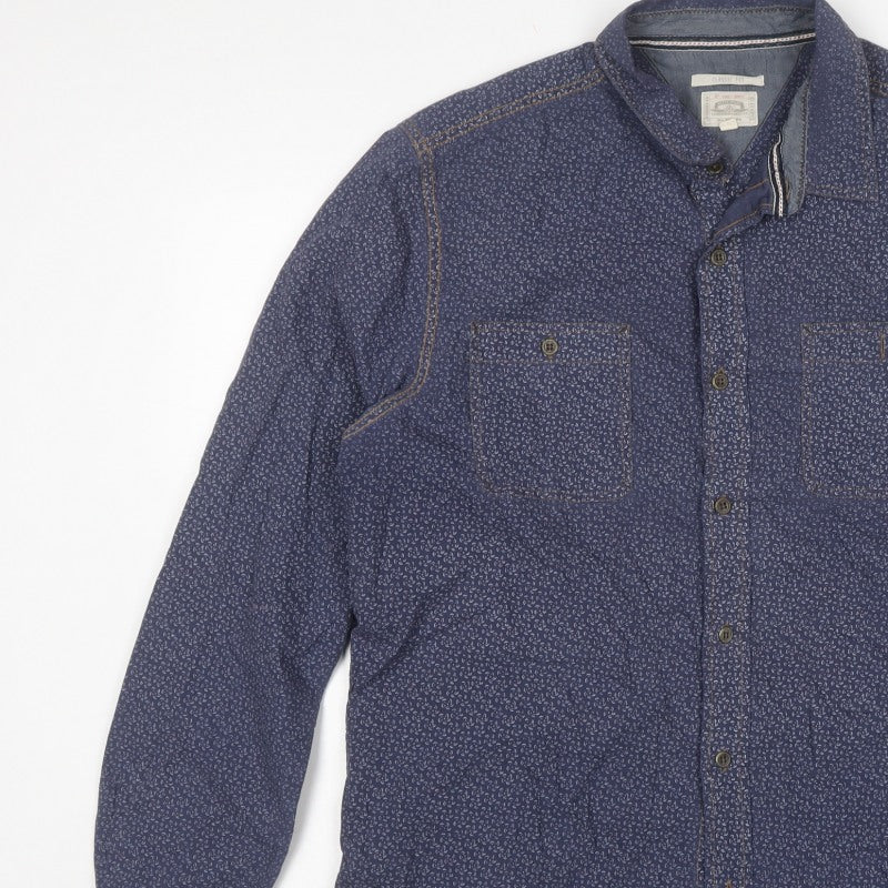 Lamberto Classics Men Blue L Paisley Cotton Classic Fit Shirt