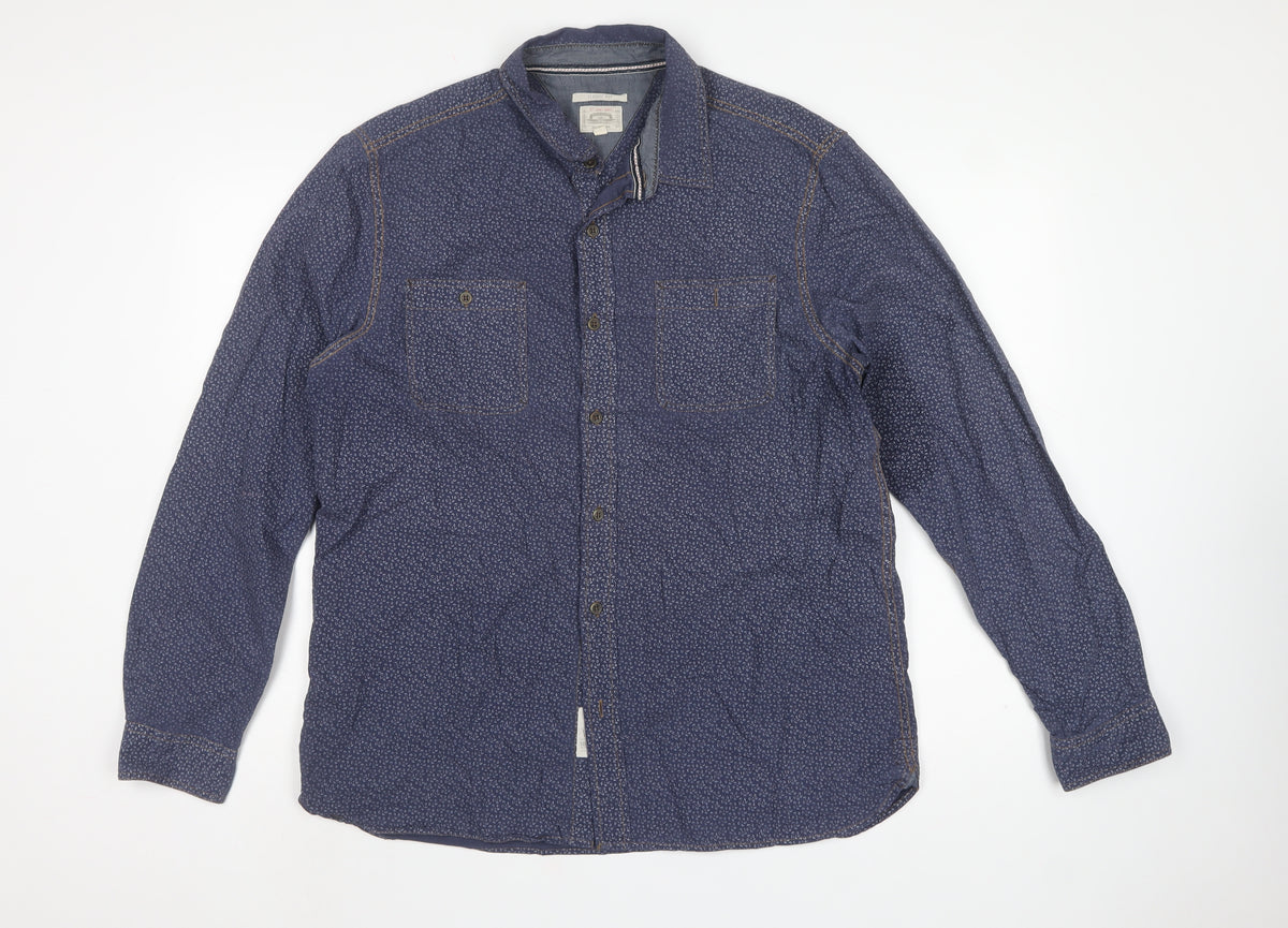 Lamberto Classics Men Blue L Paisley Cotton Classic Fit Shirt