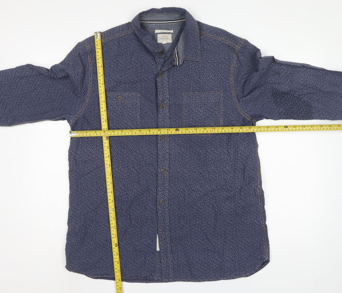 Lamberto Classics Men Blue L Paisley Cotton Classic Fit Shirt