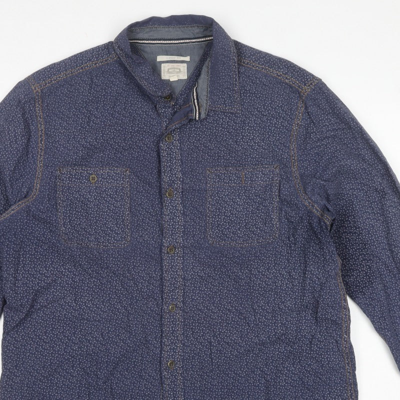 Lamberto Classics Men Blue L Paisley Cotton Classic Fit Shirt