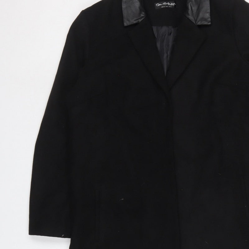 Miss Selfridge Women Black UK 16 Long Collared Overcoat