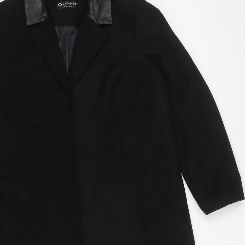 Miss Selfridge Women Black UK 16 Long Collared Overcoat