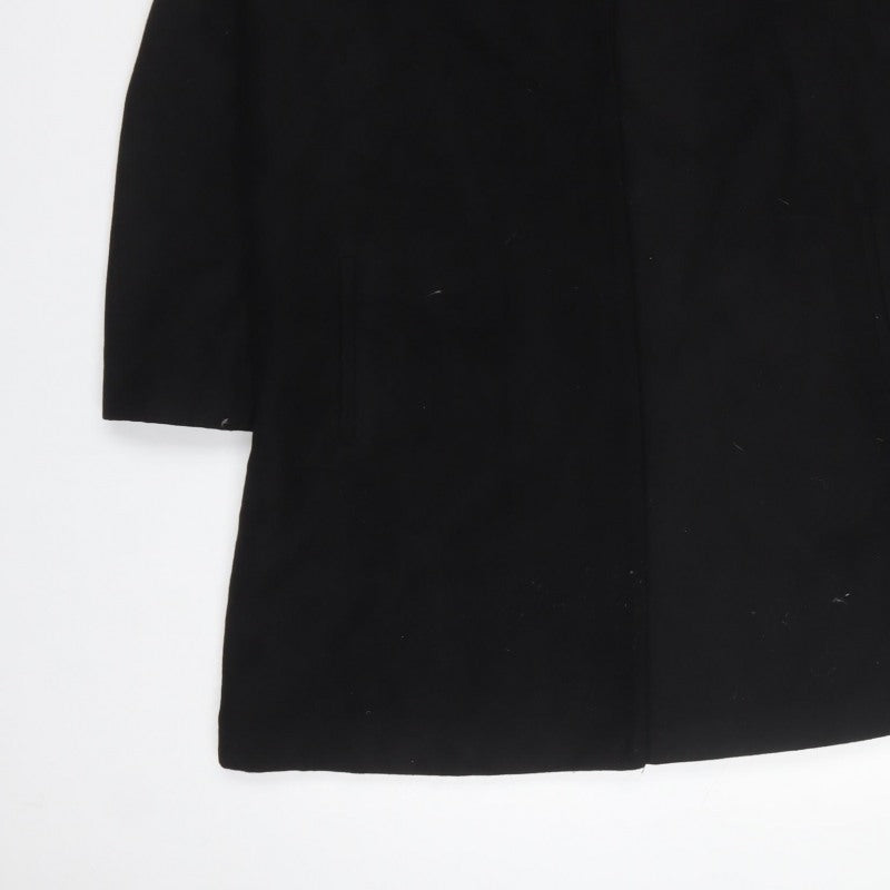 Miss Selfridge Women Black UK 16 Long Collared Overcoat