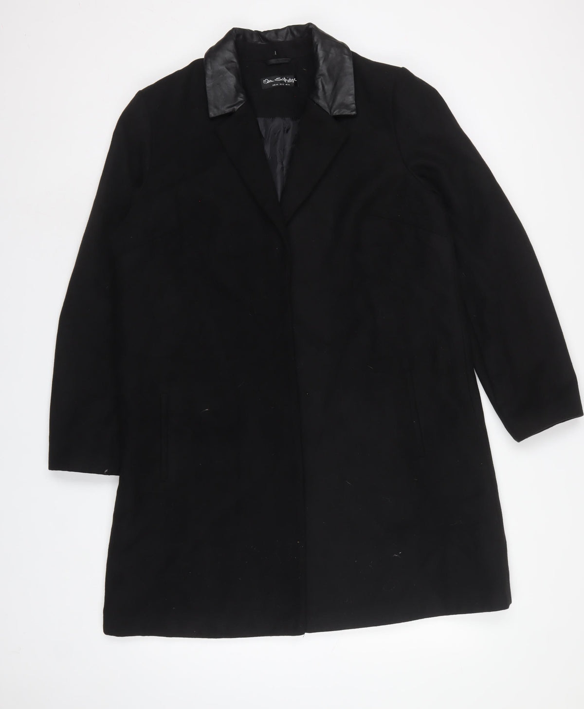 Miss Selfridge Women Black UK 16 Long Collared Overcoat