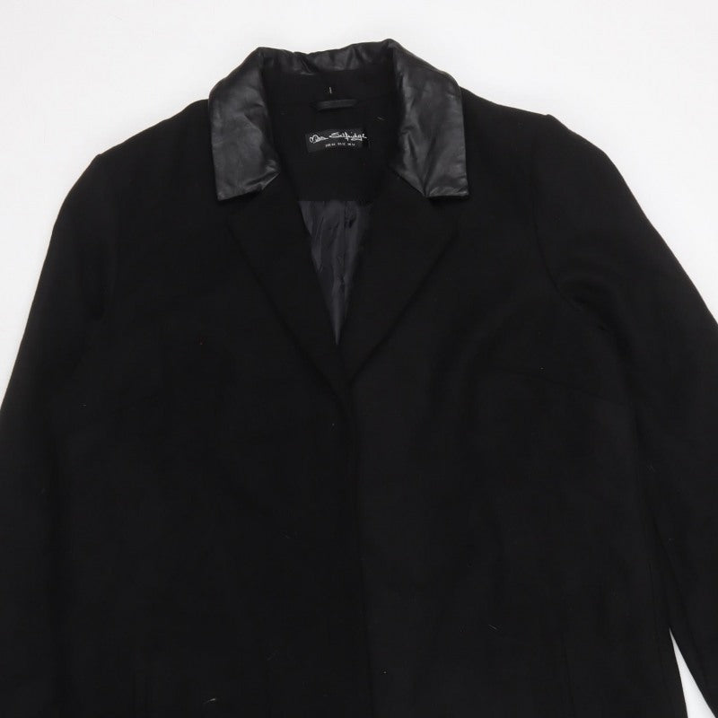 Miss Selfridge Women Black UK 16 Long Collared Overcoat