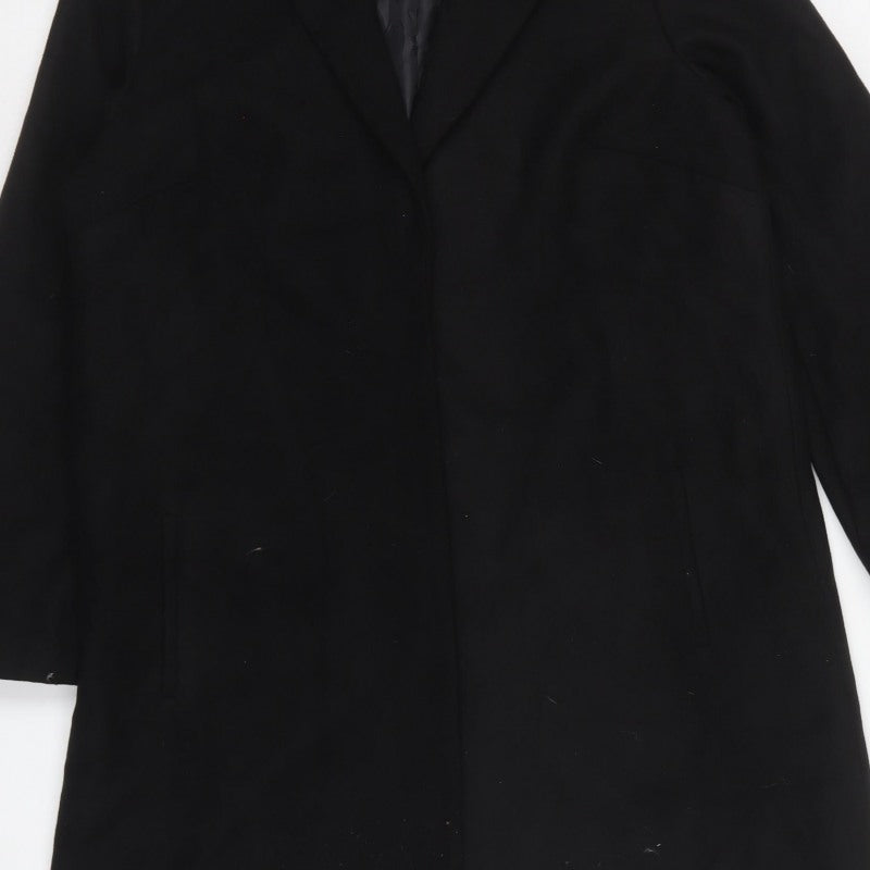 Miss Selfridge Women Black UK 16 Long Collared Overcoat