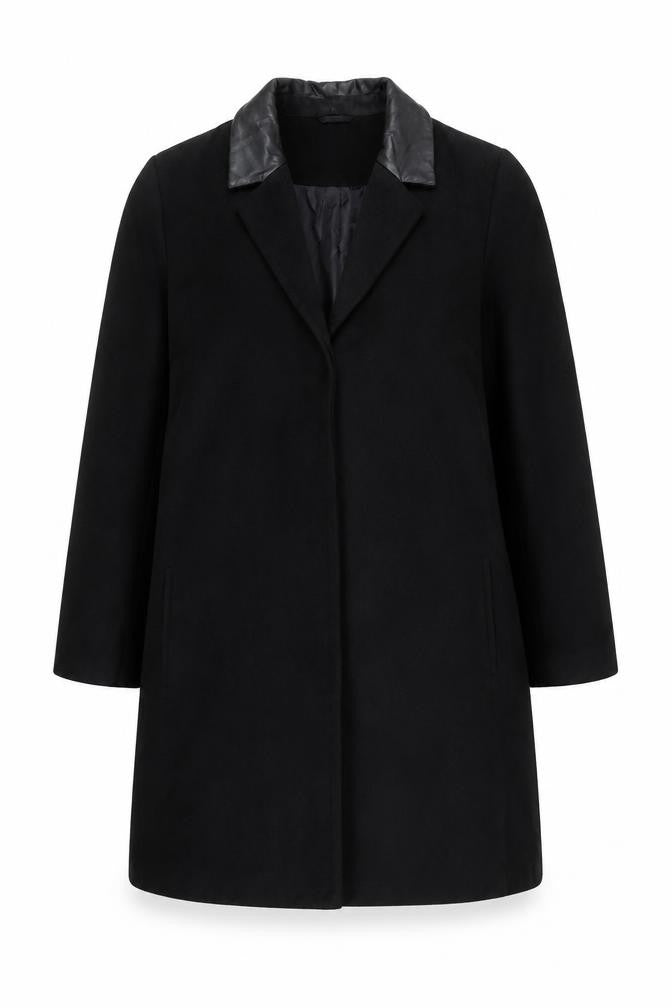 Miss Selfridge Women Black UK 16 Long Collared Overcoat