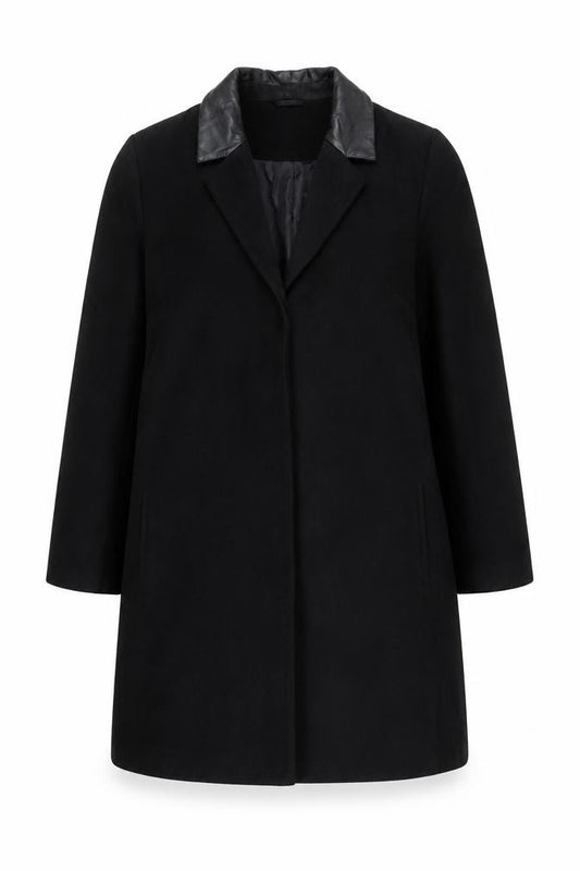 Miss Selfridge Women Black UK 16 Long Collared Overcoat