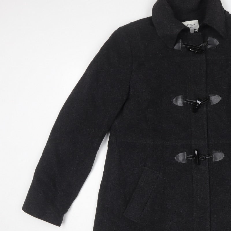 Nautica Women’s Black XL Wool Blend Toggle Mid-Length Overcoat