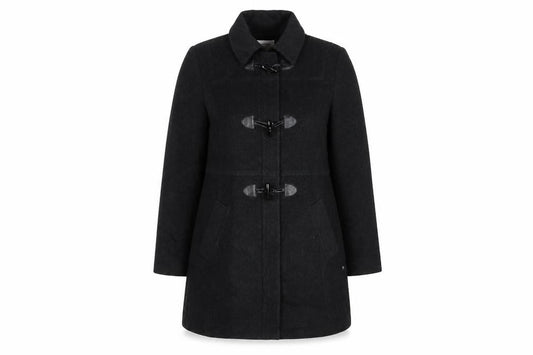 Nautica Women’s Black XL Wool Blend Toggle Mid-Length Overcoat