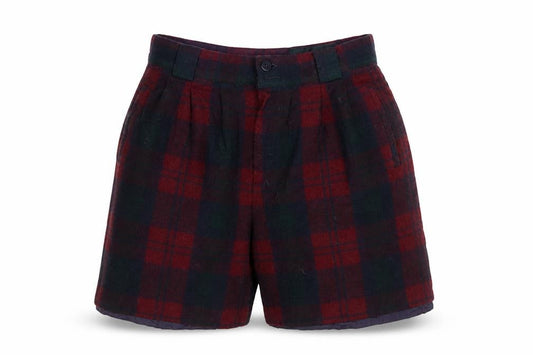 Giorgio Sant'Angelo Women’s Multicolour Plaid Wool Pleated Shorts UK 6